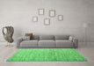 Machine Washable Abstract Emerald Green Contemporary Area Rugs in a Living Room,, wshcon1211emgrn