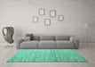 Machine Washable Abstract Turquoise Contemporary Area Rugs in a Living Room,, wshcon1211turq