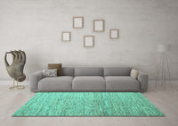 Machine Washable Abstract Turquoise Contemporary Rug, wshcon1211turq