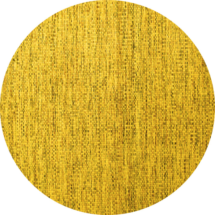 Round Abstract Yellow Contemporary Rug, con1211yw