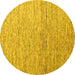 Round Abstract Yellow Contemporary Rug, con1211yw