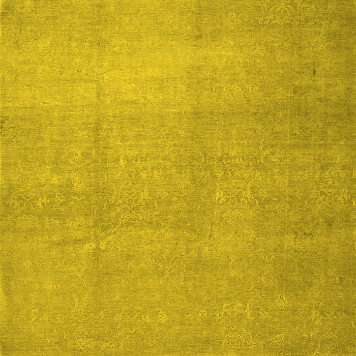 Square Machine Washable Abstract Yellow Contemporary Rug, wshcon1212yw