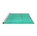 Sideview of Machine Washable Abstract Turquoise Contemporary Area Rugs, wshcon1212turq