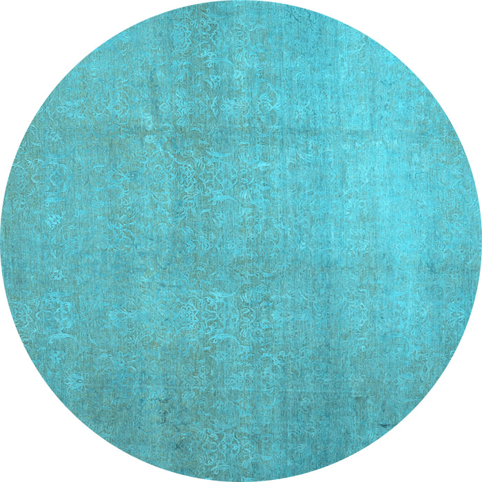 Round Machine Washable Abstract Light Blue Contemporary Rug, wshcon1212lblu