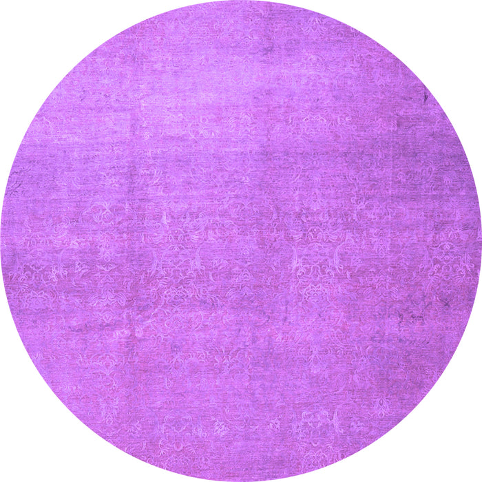 Round Abstract Purple Contemporary Rug, con1212pur