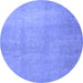 Round Abstract Blue Contemporary Rug, con1212blu