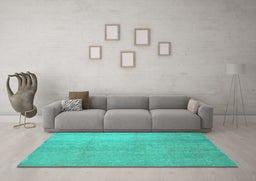 Machine Washable Abstract Turquoise Contemporary Area Rugs in a Living Room,, wshcon1212turq