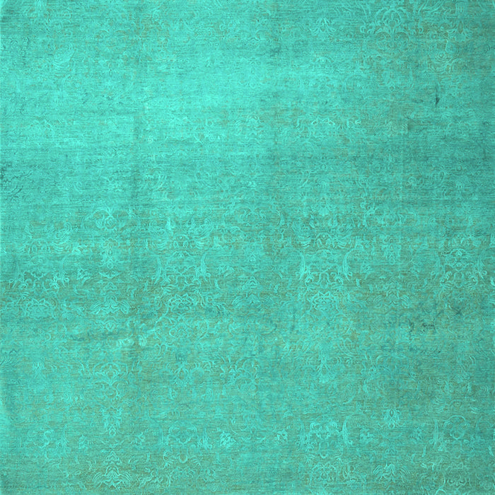 Square Machine Washable Abstract Turquoise Contemporary Area Rugs, wshcon1212turq