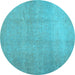 Round Abstract Light Blue Contemporary Rug, con1212lblu