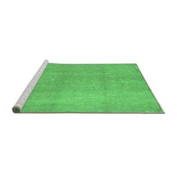 Sideview of Machine Washable Abstract Emerald Green Contemporary Area Rugs, wshcon1212emgrn
