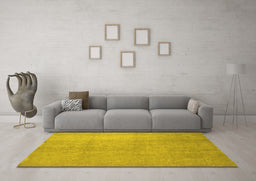 Machine Washable Abstract Yellow Contemporary Rug in a Living Room, wshcon1212yw