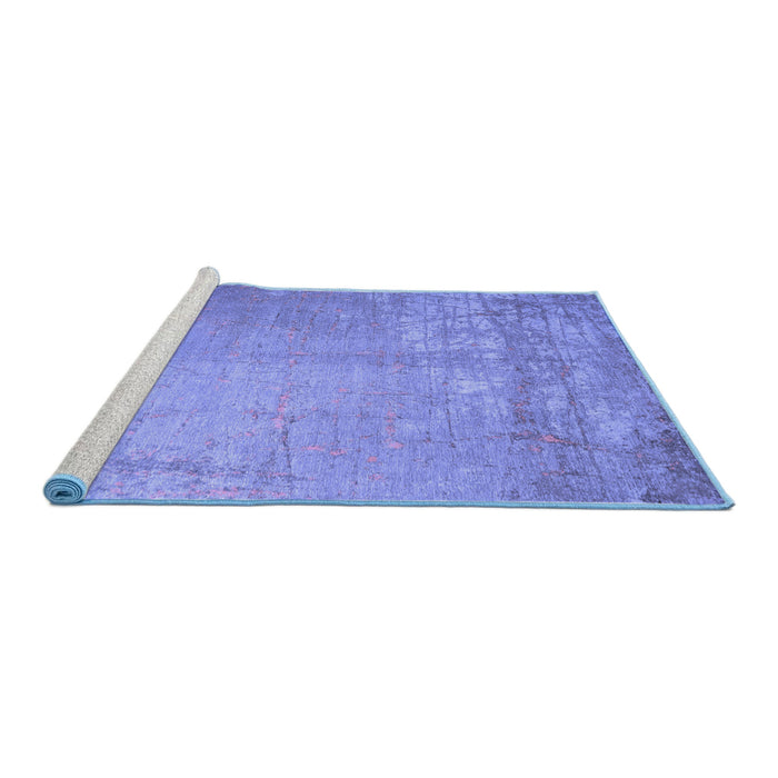 Sideview of Machine Washable Abstract Blue Contemporary Rug, wshcon1213blu