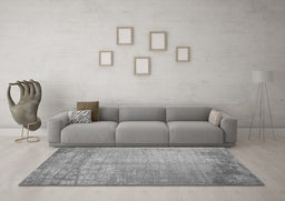 Machine Washable Abstract Gray Contemporary Rug in a Living Room,, wshcon1213gry