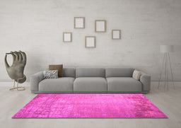 Machine Washable Abstract Pink Contemporary Rug in a Living Room, wshcon1213pnk