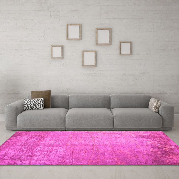 Machine Washable Abstract Pink Contemporary Rug in a Living Room, wshcon1213pnk