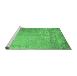 Sideview of Machine Washable Abstract Emerald Green Contemporary Area Rugs, wshcon1213emgrn