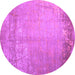 Round Machine Washable Abstract Purple Contemporary Area Rugs, wshcon1213pur