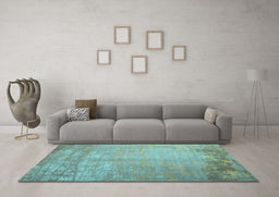 Machine Washable Abstract Light Blue Contemporary Rug in a Living Room, wshcon1213lblu