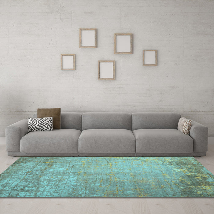 Machine Washable Abstract Light Blue Contemporary Rug in a Living Room, wshcon1213lblu