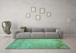 Machine Washable Abstract Turquoise Contemporary Area Rugs in a Living Room,, wshcon1213turq