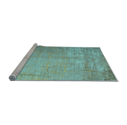 Sideview of Machine Washable Abstract Light Blue Contemporary Rug, wshcon1213lblu