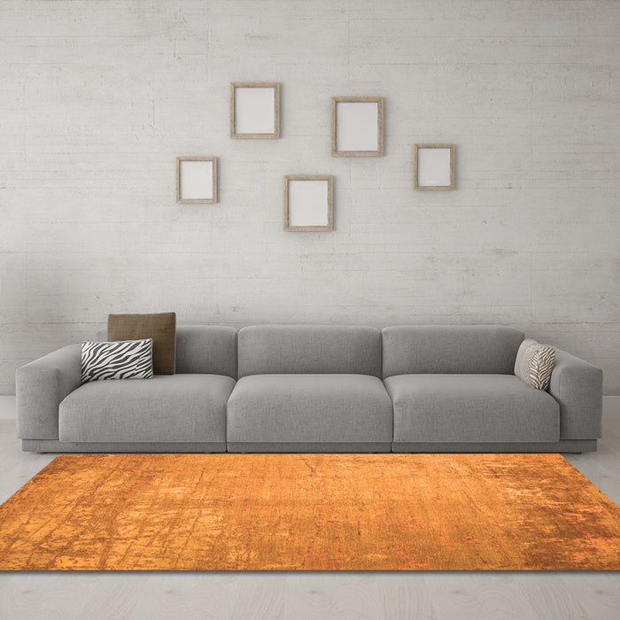 Machine Washable Abstract Orange Contemporary Area Rugs in a Living Room, wshcon1213org