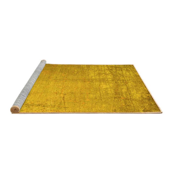 Sideview of Machine Washable Abstract Yellow Contemporary Rug, wshcon1213yw