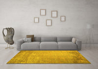 Machine Washable Abstract Yellow Contemporary Rug, wshcon1213yw