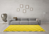 Machine Washable Checkered Yellow Modern Rug, wshcon1214yw