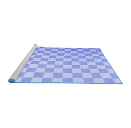 Sideview of Machine Washable Checkered Blue Modern Rug, wshcon1214blu
