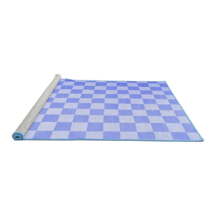 Sideview of Machine Washable Checkered Blue Modern Rug, wshcon1214blu
