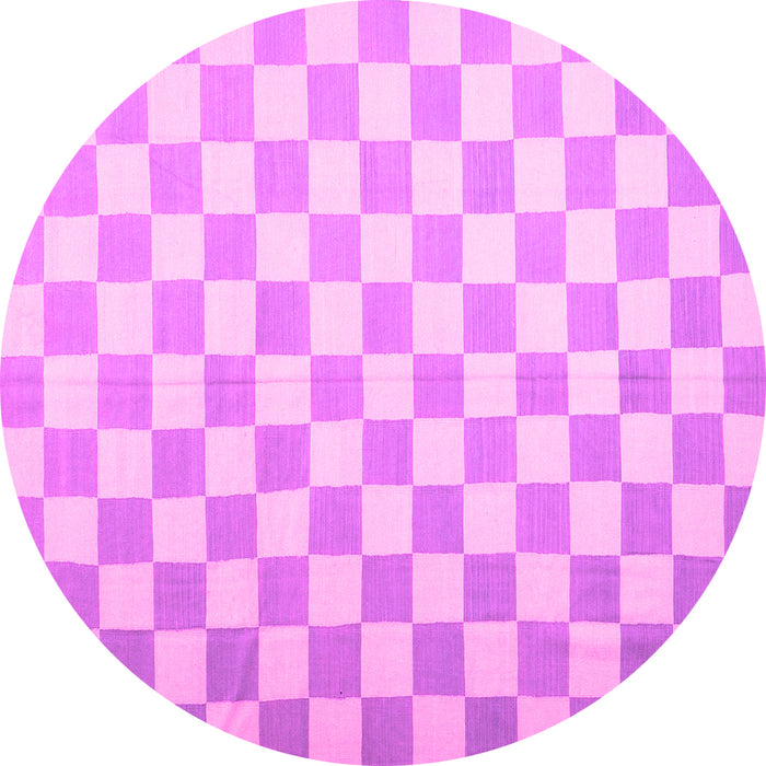 Round Checkered Pink Modern Rug, con1214pnk