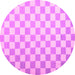 Round Checkered Pink Modern Rug, con1214pnk