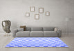 Machine Washable Checkered Blue Modern Rug in a Living Room, wshcon1214blu