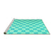 Sideview of Machine Washable Checkered Turquoise Modern Area Rugs, wshcon1214turq