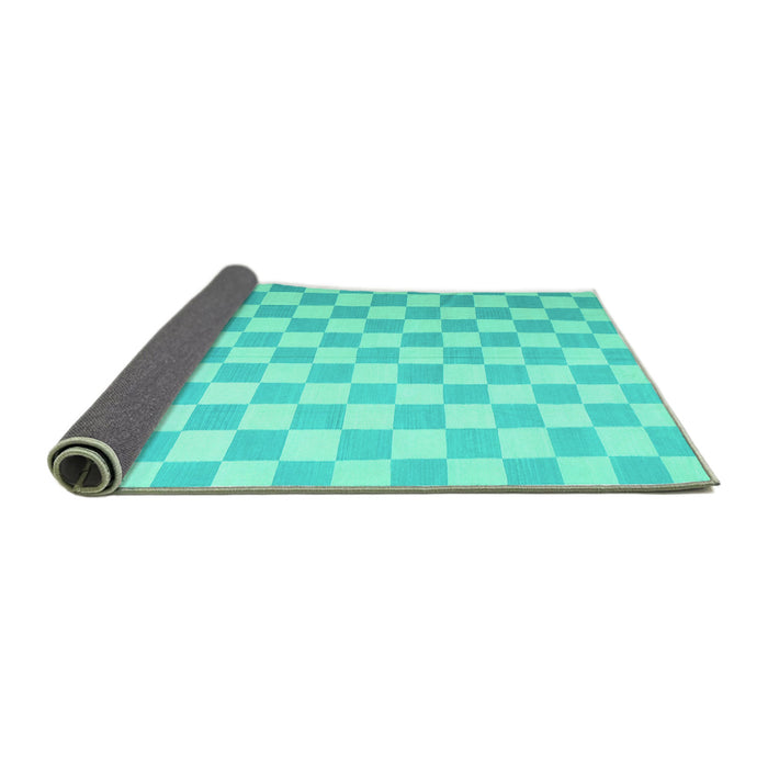 Sideview of Checkered Turquoise Modern Rug, con1214turq