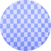 Round Machine Washable Checkered Blue Modern Rug, wshcon1214blu