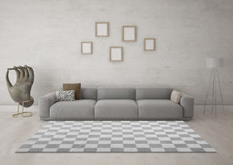 Machine Washable Checkered Gray Modern Rug in a Living Room,, wshcon1214gry