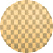 Round Checkered Brown Modern Rug, con1214brn