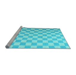 Sideview of Machine Washable Checkered Light Blue Modern Rug, wshcon1214lblu