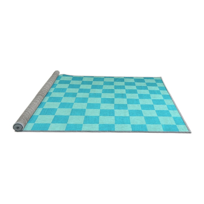 Sideview of Machine Washable Checkered Light Blue Modern Rug, wshcon1214lblu