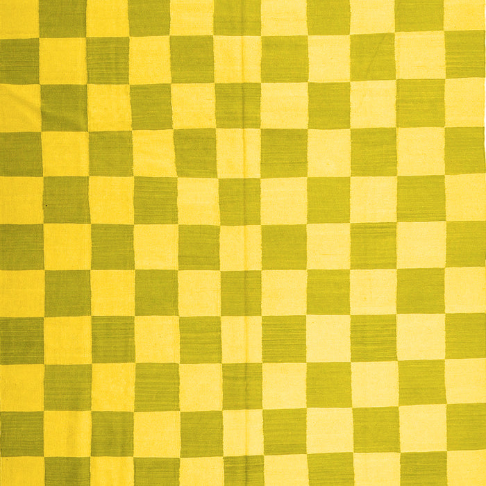 Machine Washable Checkered Yellow Modern Rug, wshcon1214yw
