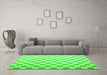 Machine Washable Checkered Green Modern Area Rugs in a Living Room,, wshcon1214grn