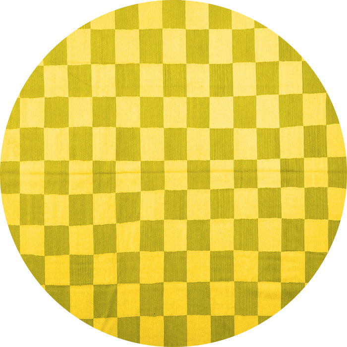 Round Checkered Yellow Modern Rug, con1214yw