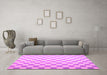 Machine Washable Checkered Pink Modern Rug in a Living Room, wshcon1214pnk