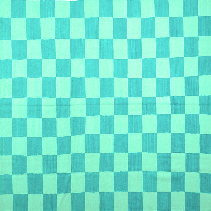 Square Machine Washable Checkered Turquoise Modern Area Rugs, wshcon1214turq