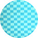 Round Checkered Light Blue Modern Rug, con1214lblu