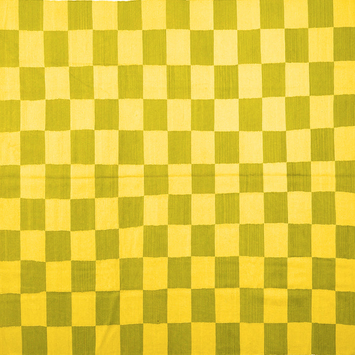 Square Machine Washable Checkered Yellow Modern Rug, wshcon1214yw