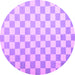 Round Checkered Purple Modern Rug, con1214pur