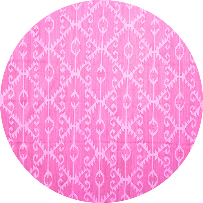 Round Machine Washable Abstract Pink Contemporary Rug, wshcon1215pnk